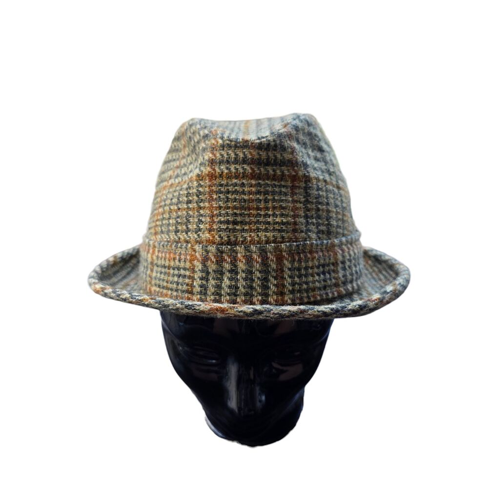 Vintage 1960s Resistol Tweed Wool Fedora Hat Feather Medium 7-7 1/8 True Vintage